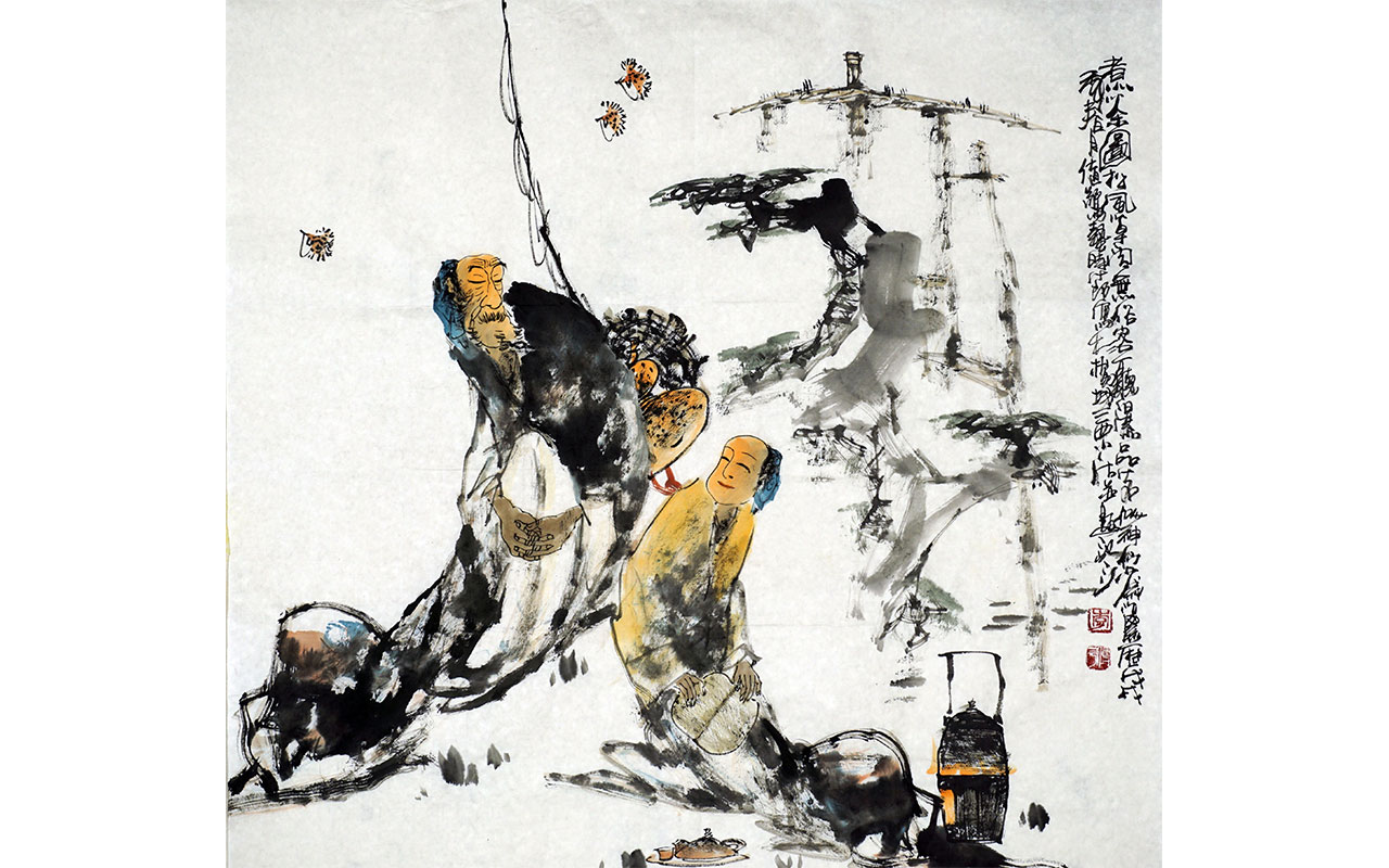 未上架-煮茶图-李传宇作品