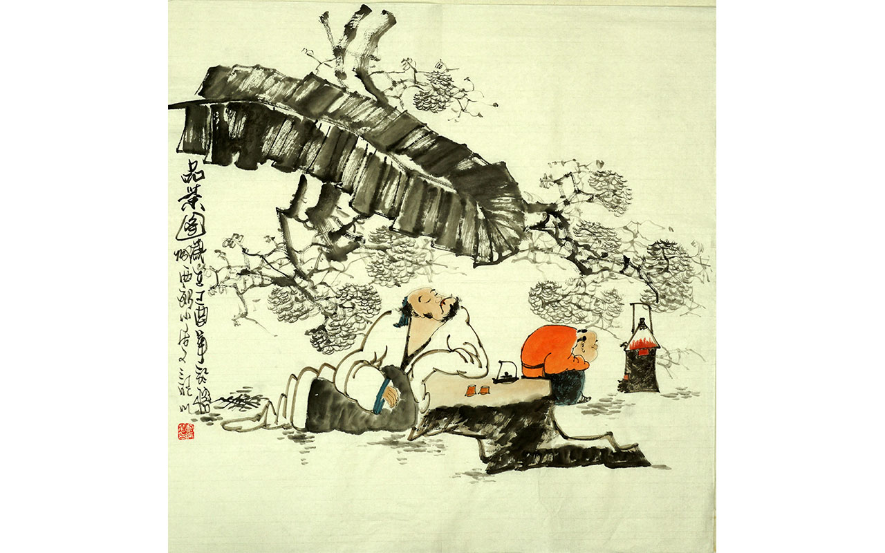未上架-品茶图-卢振华作品
